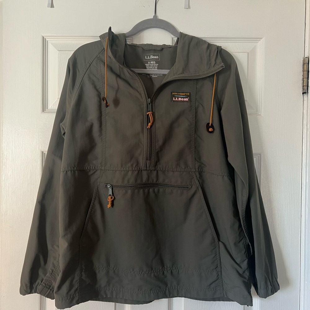 L.L. Bean Olive Green Hooded Anorak Jacket